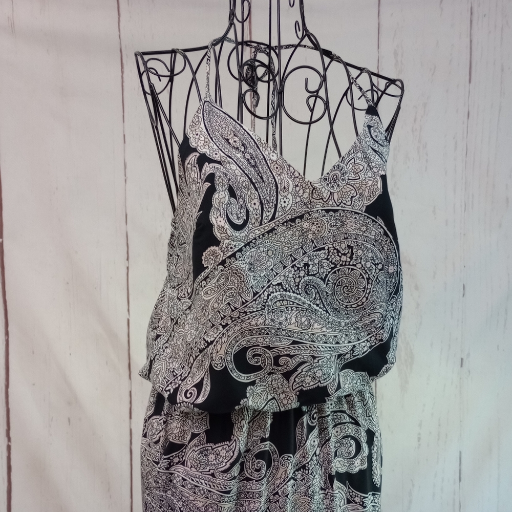 BANANA REPUBLIC Paisley Black Pink Prink Halter Jumpsuit -0